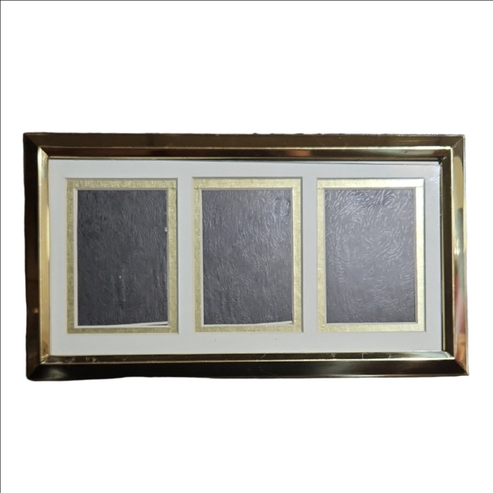 Gold and Black Triple Photo Frame